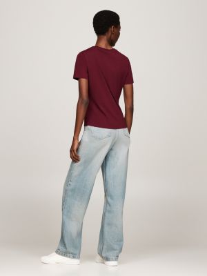 purple stamp logo slim t-shirt for women tommy hilfiger