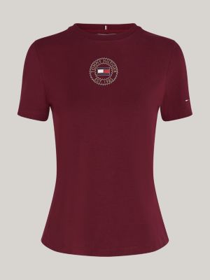 purple stamp logo slim t-shirt for women tommy hilfiger