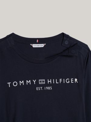 t-shirt adaptive a maniche lunghe con logo blu da donne tommy hilfiger