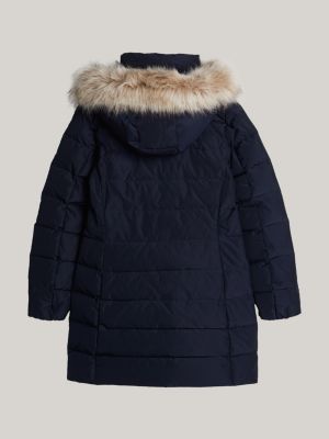 blue adaptive down hooded coat for women tommy hilfiger