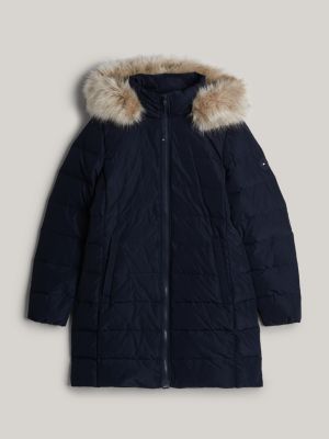 blue adaptive down hooded coat for women tommy hilfiger