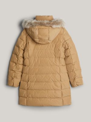 piumino adaptive lungo con cappuccio beige da donne tommy hilfiger