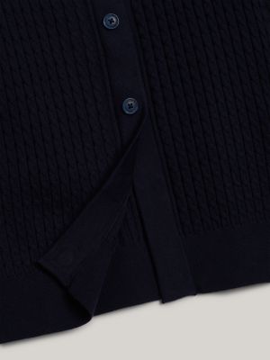 cardigan adaptive torsadé à col ras-du-cou bleu pour femmes tommy hilfiger