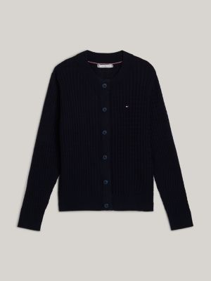 cardigan adaptive torsadé à col ras-du-cou bleu pour femmes tommy hilfiger