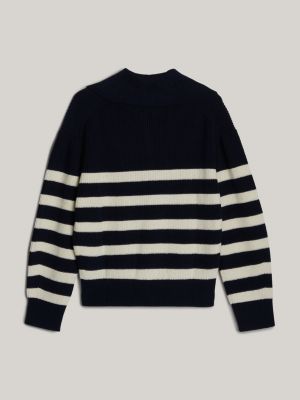 pullover adaptive in maglia con mezza zip blu da donne tommy hilfiger