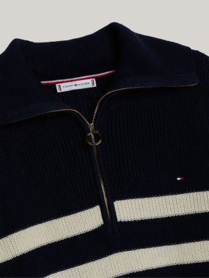 blue adaptive cardigan stitch half-zip jumper for women tommy hilfiger