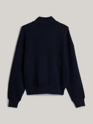 blau adaptive logo-sweatshirt mit reißverschluss für damen - tommy hilfiger