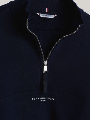 blau adaptive logo-sweatshirt mit reißverschluss für damen - tommy hilfiger