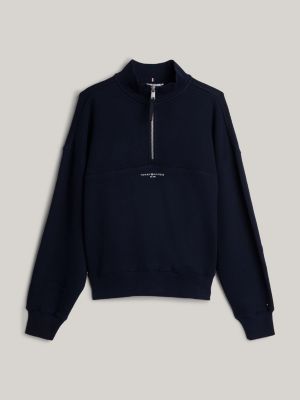 blau adaptive logo-sweatshirt mit reißverschluss für damen - tommy hilfiger