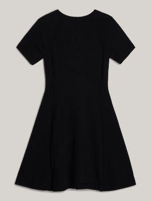 black adaptive jersey fit and flare dress for women tommy hilfiger