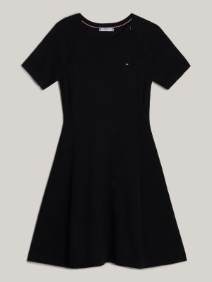 black adaptive jersey fit and flare dress for women tommy hilfiger