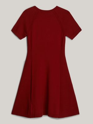 red adaptive jersey fit and flare dress for women tommy hilfiger