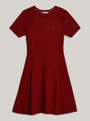 red adaptive jersey fit and flare dress for women tommy hilfiger