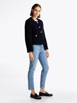 blau knöchellange slim jeans mit hohem bund für damen - tommy hilfiger