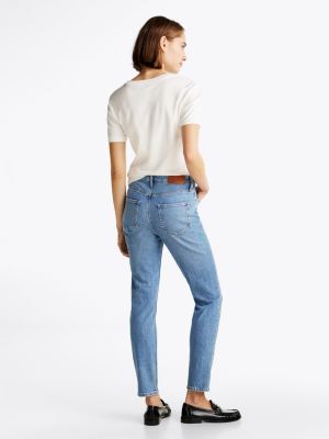 blau knöchellange slim jeans mit hohem bund für damen - tommy hilfiger