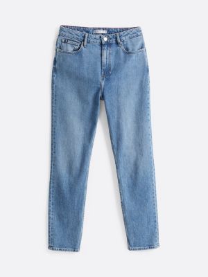 blau knöchellange slim jeans mit hohem bund für damen - tommy hilfiger