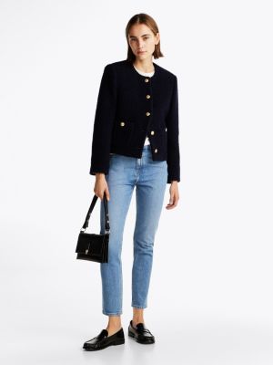 blau knöchellange slim jeans mit hohem bund für damen - tommy hilfiger