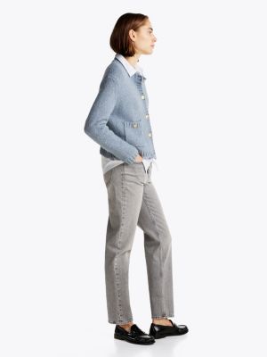 grau regular straight leg jeans mit mittelhohem bund für damen - tommy hilfiger