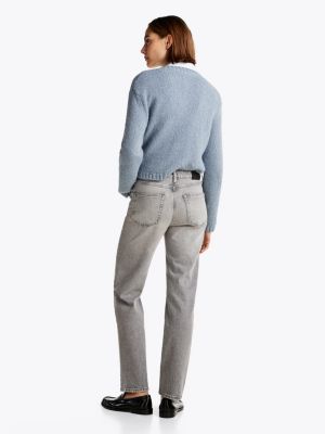 grey mid rise regular straight leg jeans for women tommy hilfiger