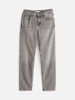 grau regular straight leg jeans mit mittelhohem bund für damen - tommy hilfiger