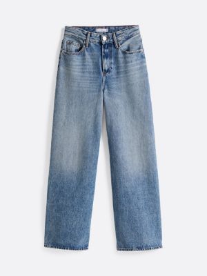 blue high rise wide leg jeans for women tommy hilfiger