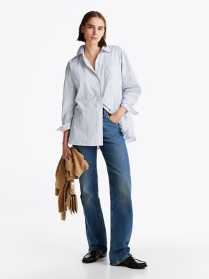 blue high rise relaxed bootcut jeans voor dames - tommy hilfiger