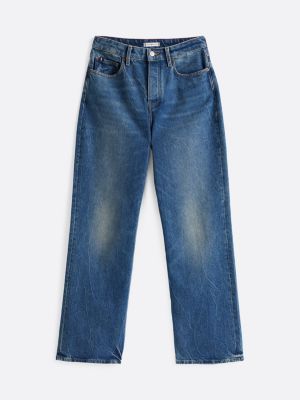 blau loose straight jeans mit mittelhohem bund für damen - tommy hilfiger