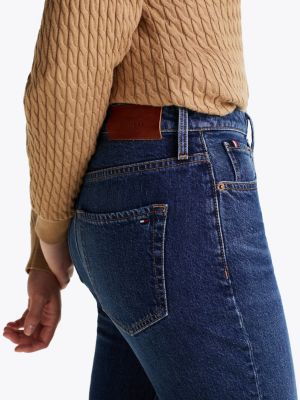 blau knöchellange slim jeans mit hohem bund und fade-effekt für damen - tommy hilfiger