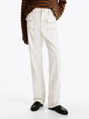 jeans relaxed fit a campana e vita alta bianco da donne tommy hilfiger