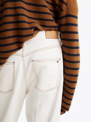 jean bootcut décontracté à taille haute blanc pour femmes tommy hilfiger