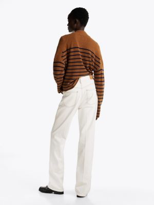 vaqueros de talle alto y corte amplio bootcut blanco de mujeres tommy hilfiger