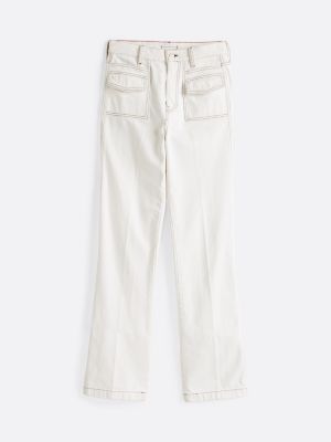 jeans relaxed fit a campana e vita alta bianco da donne tommy hilfiger