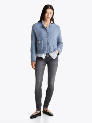 grey como skinny jeans mit mittelhohem bund und fade-effekt für damen - tommy hilfiger