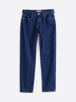 blau straight leg jeans mit mittelhohem bund für damen - tommy hilfiger