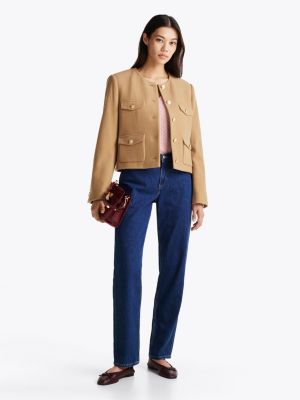 jean droit taille mi-haute blue pour femmes tommy hilfiger