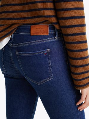 blau como skinny jeans mit mittelhohem bund für damen - tommy hilfiger