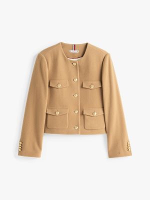 Double Faced Wool Blend Cropped Jacket