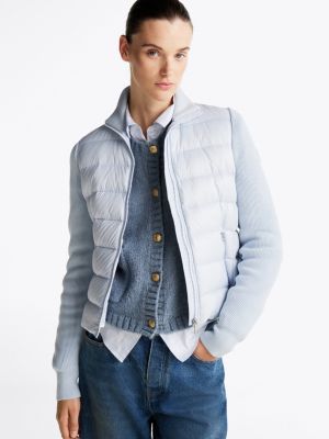 chaqueta de plumón con mangas a contraste blue de mujeres tommy hilfiger