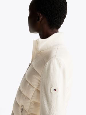 white contrast sleeve down jacket for women tommy hilfiger