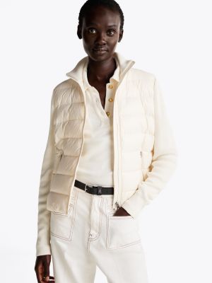 veste matelassée à manches contrastées white pour femmes tommy hilfiger