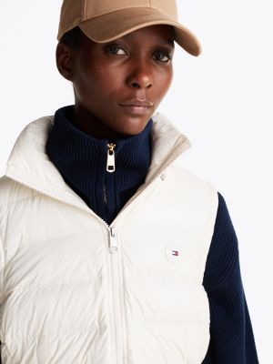 white high-shine water repellent down vest for women tommy hilfiger