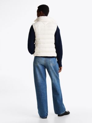 white high-shine water repellent down vest for women tommy hilfiger