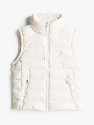 white high-shine water repellent down vest for women tommy hilfiger