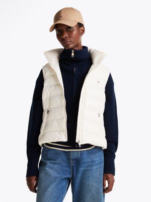 white waterafstotende hoogglans bodywarmer met dons voor dames - tommy hilfiger