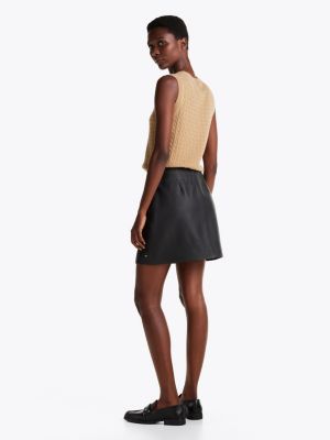 black button pocket leather mini skirt for women tommy hilfiger