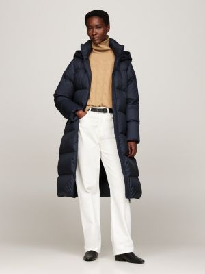 Water Repellent Down Longline Coat Blue Tommy Hilfiger