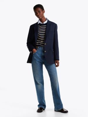 blazer relaxed fit in misto lana blu da donne tommy hilfiger