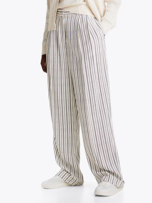 multi relaxed straight leg stripe trousers for women tommy hilfiger