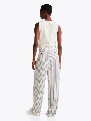 pantaloni relaxed fit dritti a righe multicolore da donne tommy hilfiger