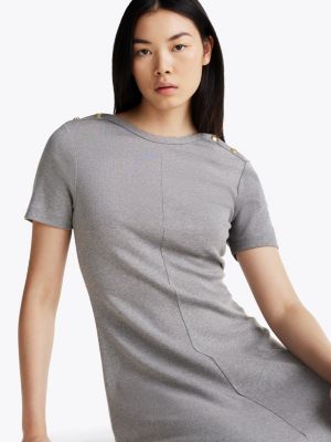 grau fit-and-flare-kleid in midi-länge für damen - tommy hilfiger